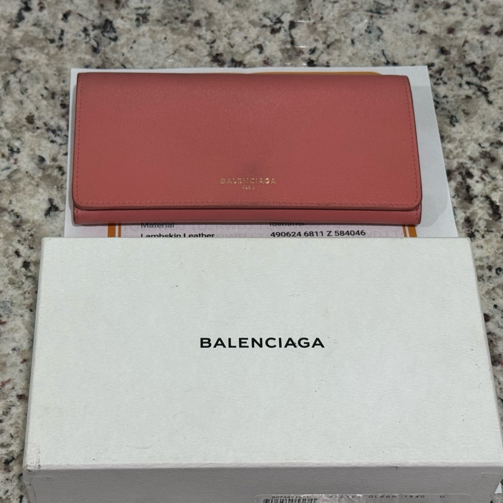 Balenciaga Pink lambskin leather Wallet with COA